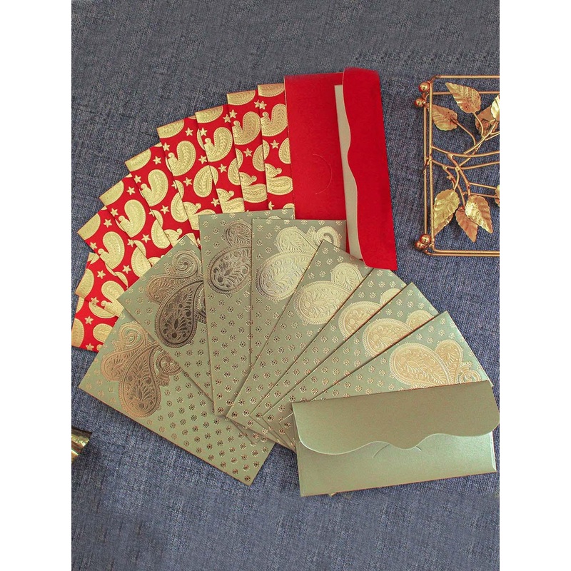 TIED RIBBONS Red Set of 20 Printed Gifting Envelope