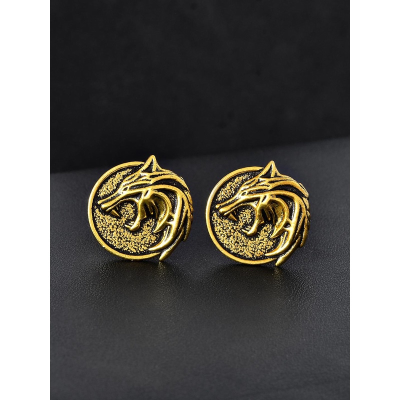 Voylla Men Gold-Plated Statement The Lone Alpha Cufflinks