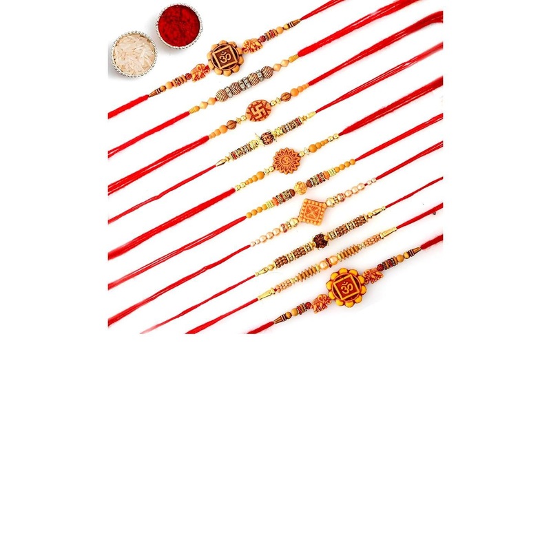 Aadikart Pack of 10 Thread Rakhi