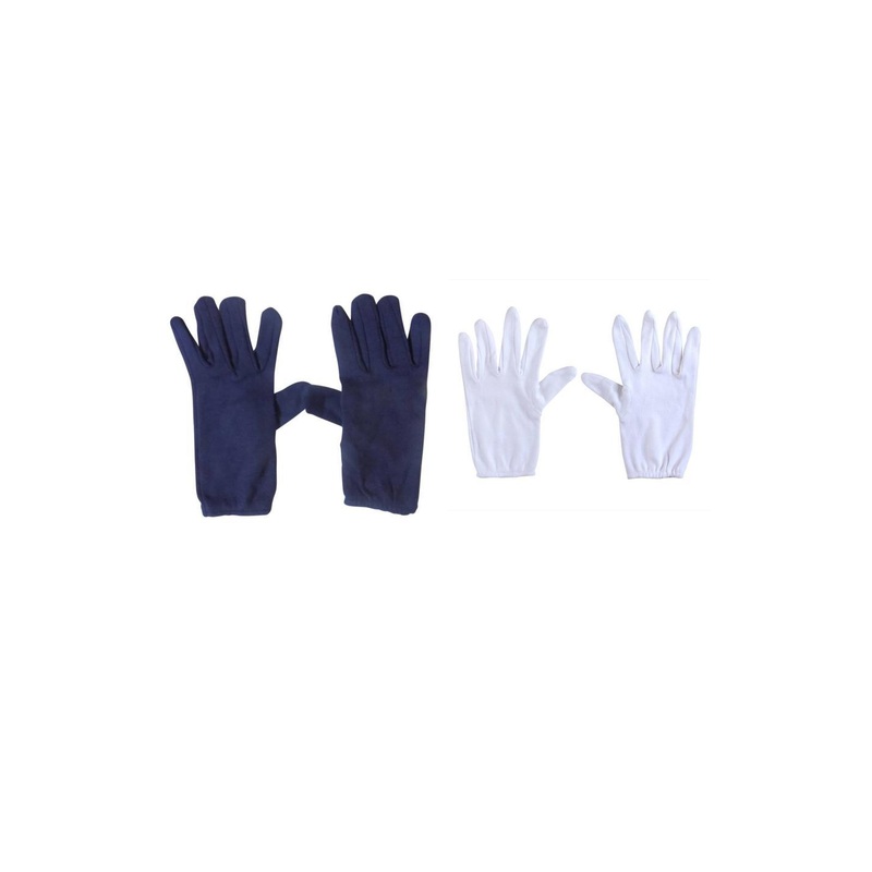 Aadikart Pack of 2 Blue & White Driving and Sun Protection Cotton Gloves
