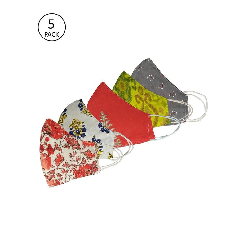 Aditi Wasan Unisex Pack of 5 Multicoloured 3-Ply Face Mask