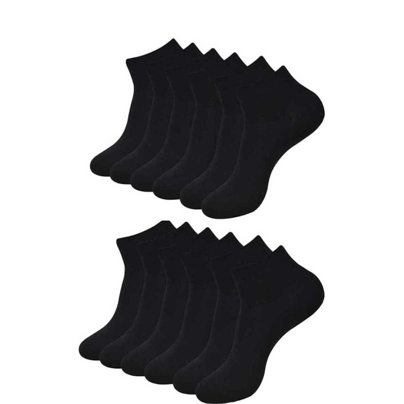 Akeeta Black Lycra Plain Ankle Socks (Pack of 12)