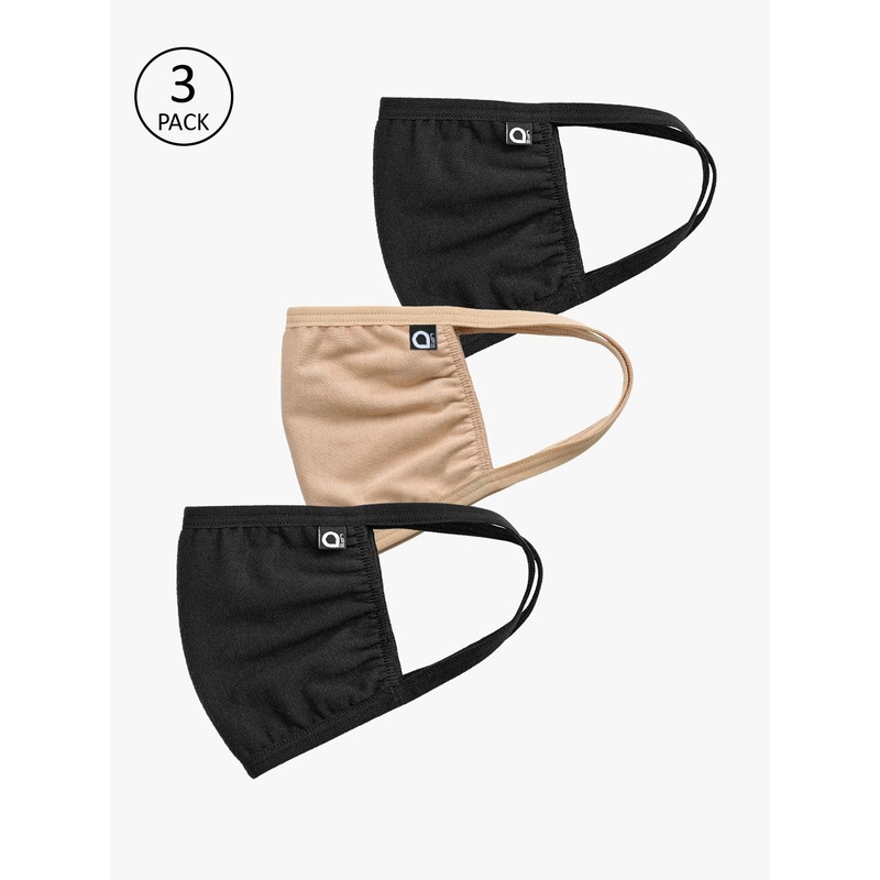 Amante Unisex 3 Pcs Solid Reusable 3-Ply Protective Outdoor Masks