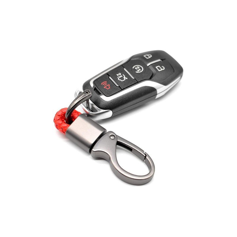 CONTACTS Braided Key Chain Leather Strap Keyring