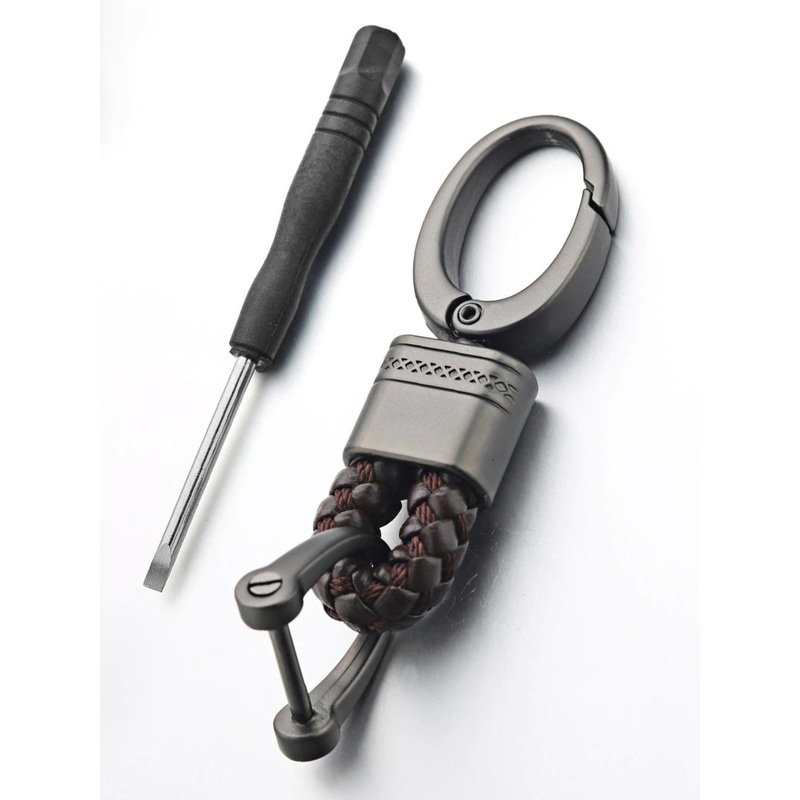 CONTACTS Braided Leather Key Chain