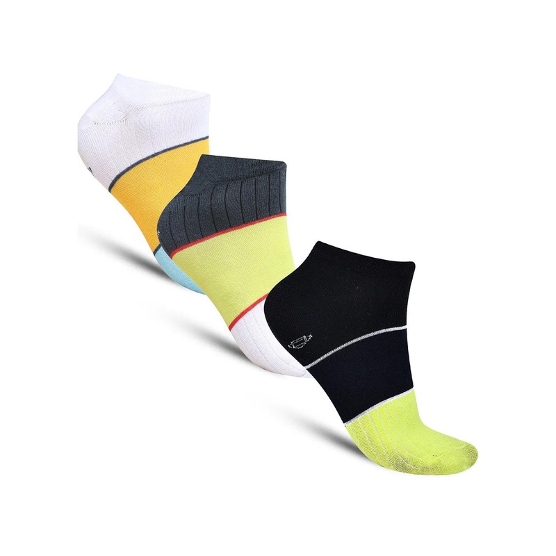 Dollar Socks Pack Of 3 Cotton Colourblocked Shoe Liner Socks