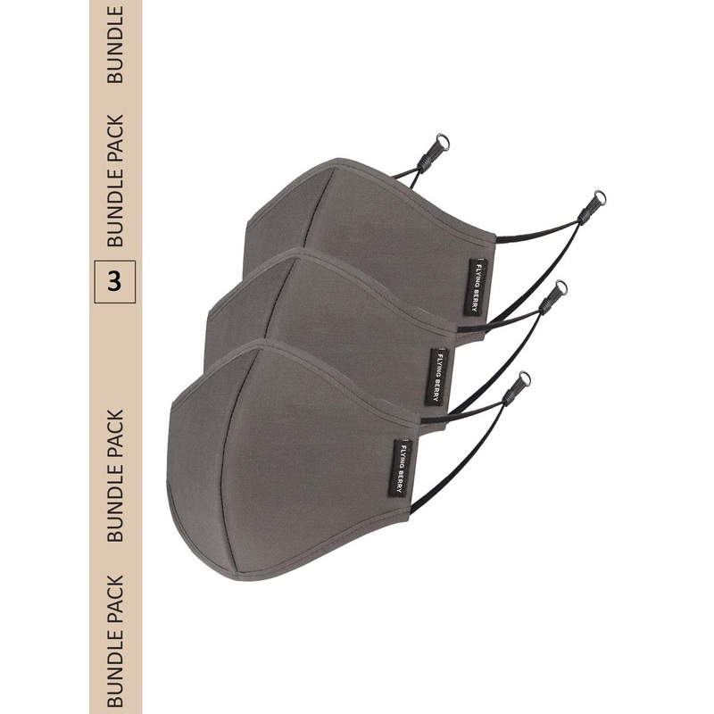 FLYING BERRY Pack Of 3 Pure Cotton Reusable 3-Ply Anti-Pollution Outdoor Face Masks