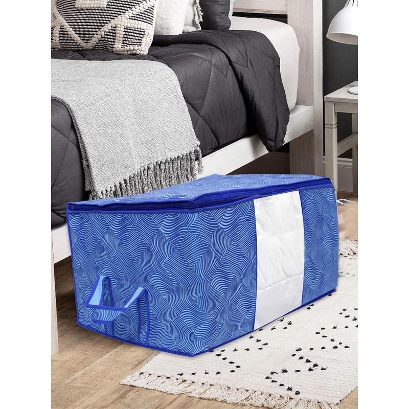 Home Fresh Set of 3 Blue Printed Organisers