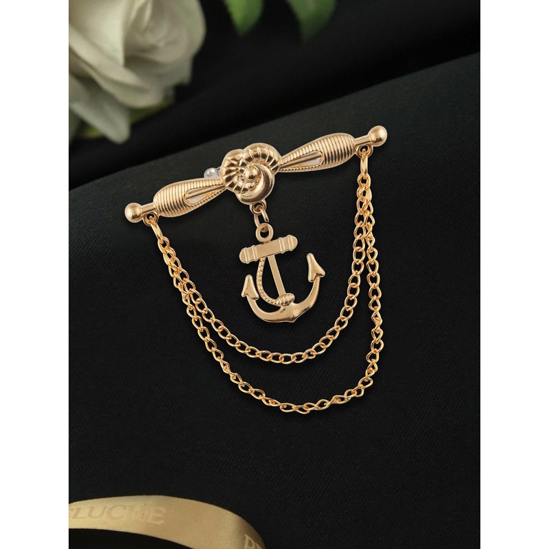 Kavove Men Gold-Toned Plated Alloy Brooch