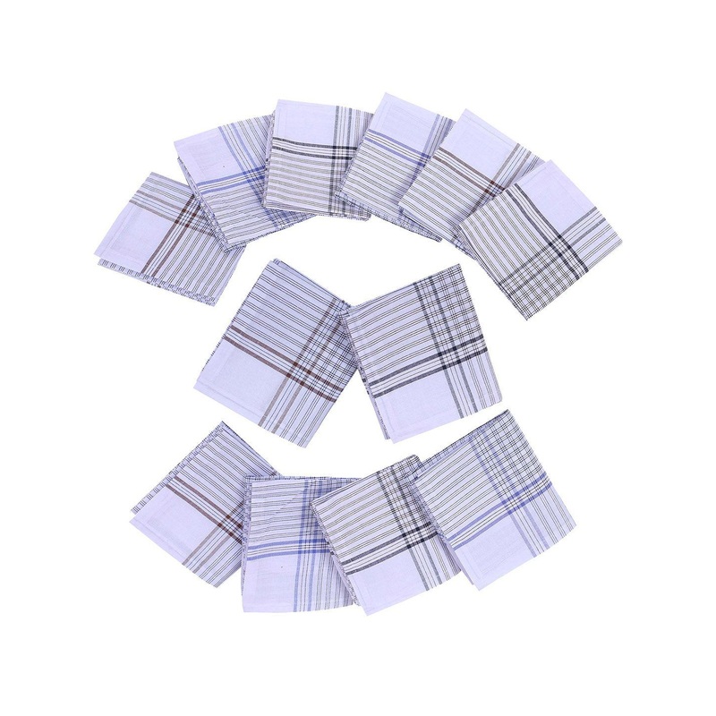 Kuber Industries 12-Pcs Checked Cotton Handkerchief