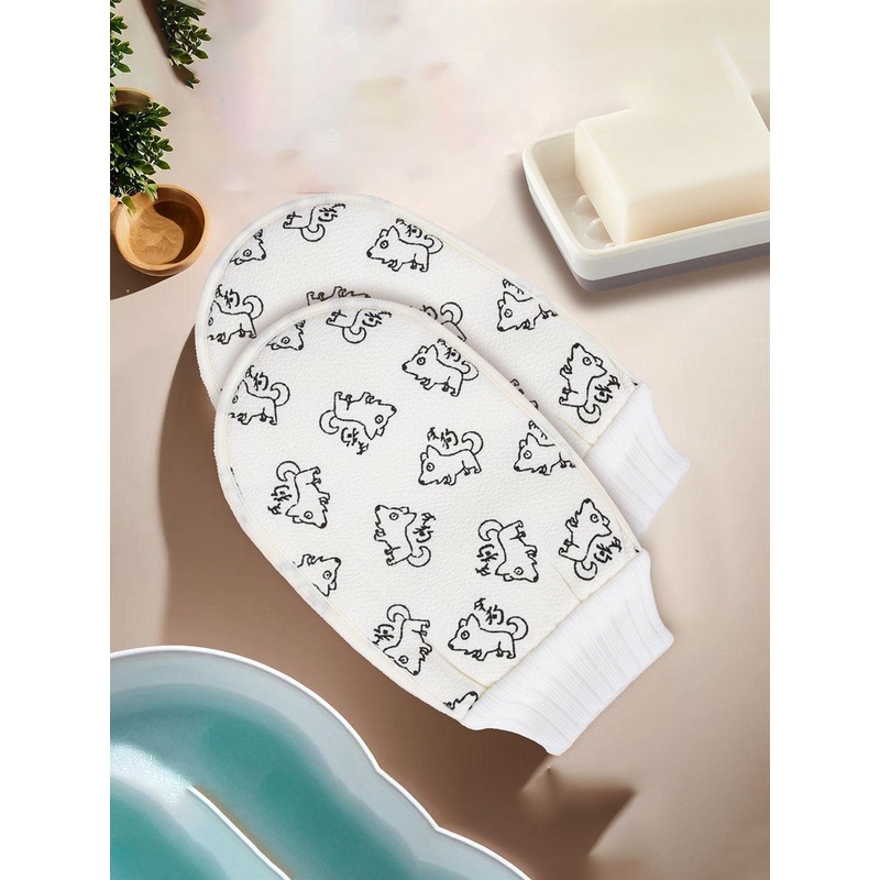 Kuber Industries Set of 2 Cream-Colored & Black Self-Care Bath Scrub Skin Cell Remover