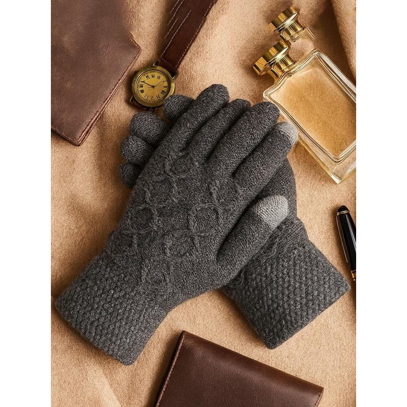 LOOM LEGACY Men Patterned Touchscreen Acrylic Gloves