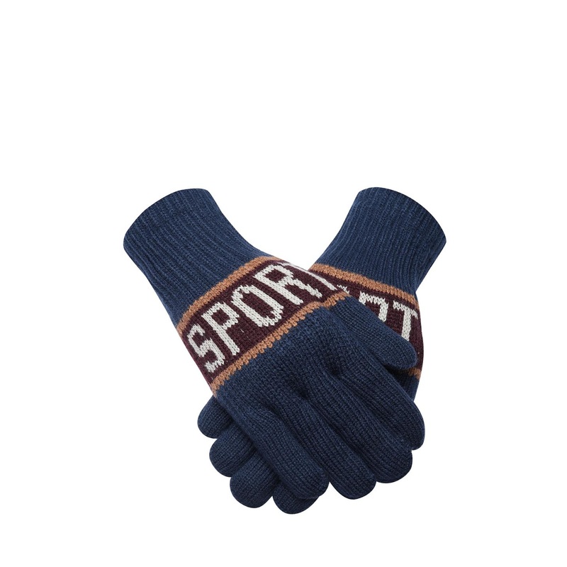 LOOM LEGACY Men Patterned Winter Acrylic Hand Gloves
