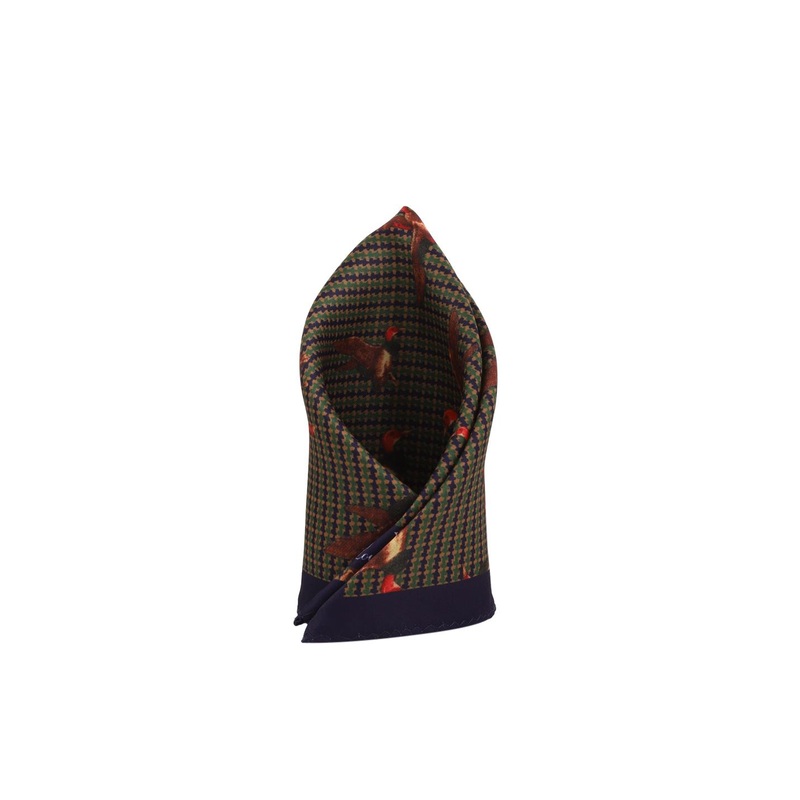 Louis Philippe Men Beige & Navy Blue Printed Silk Pocket Square