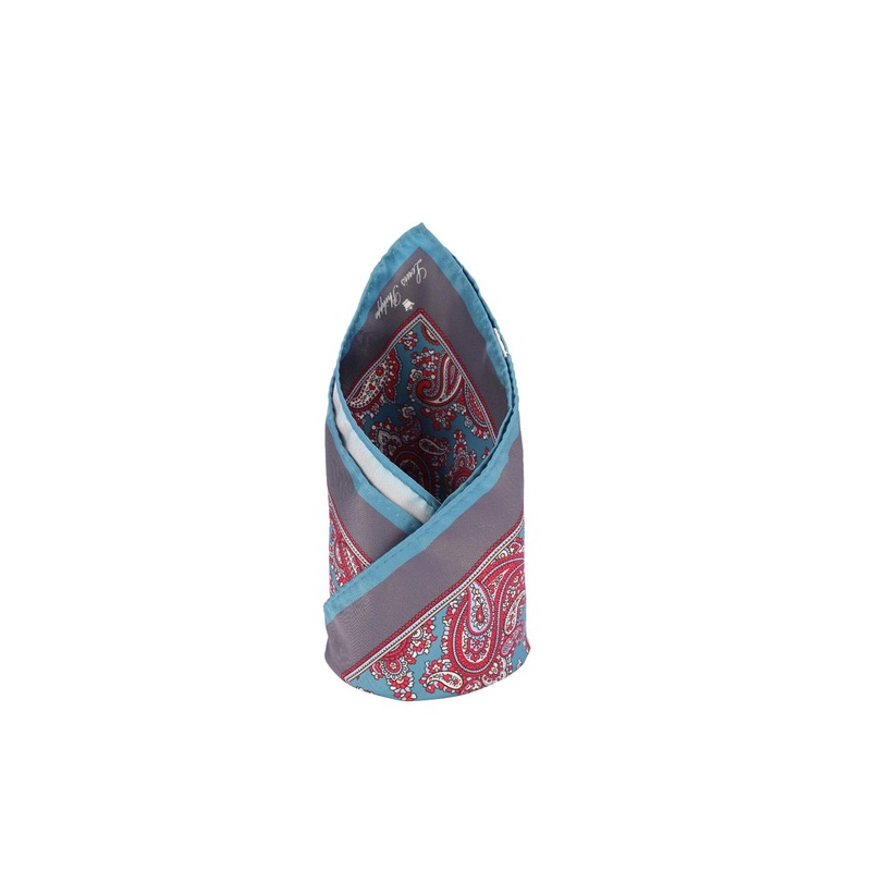Louis Philippe Men Maroon & Blue Paisley Printed Pocket Square