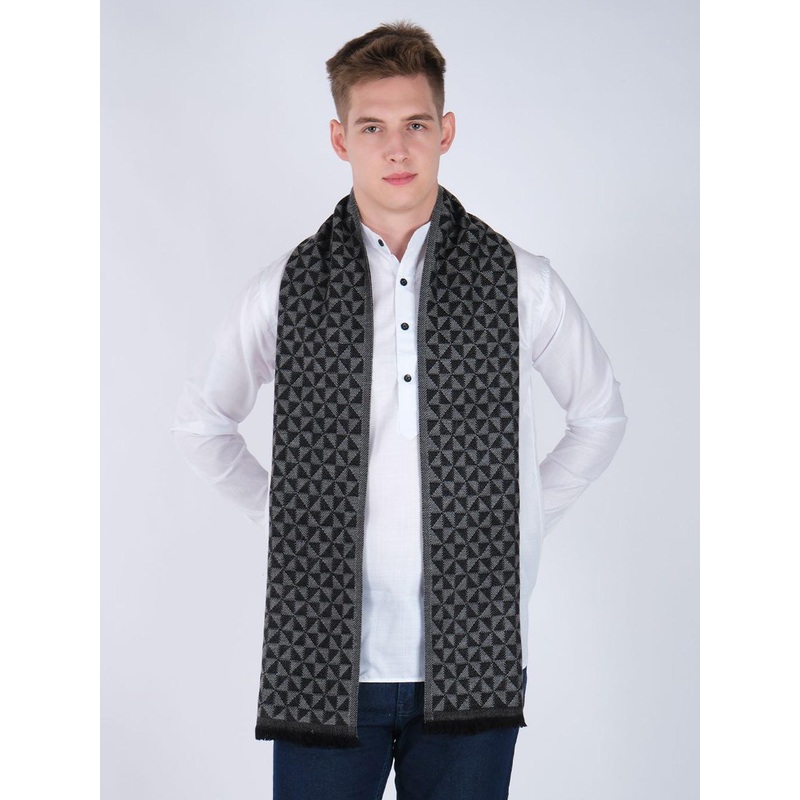 Mast & Harbour Unisex Self Design Scarf With Frayed Border
