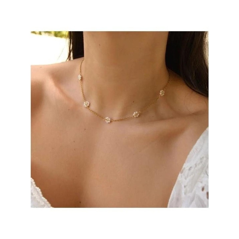 Nens Jwl Unisex Gold-Plated Pearls Alloy  Chain