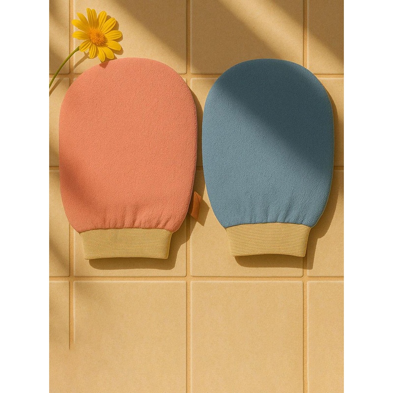 PAMPERLY Set Of 2 Microfibre Natural Exfoliating Bath Gloves