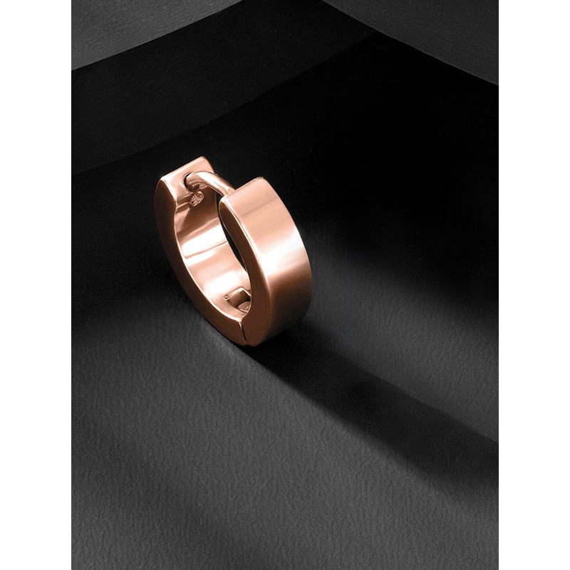 Peora Men Rose Gold-Plated Stainless Steel Contemporary Hoop Earrings