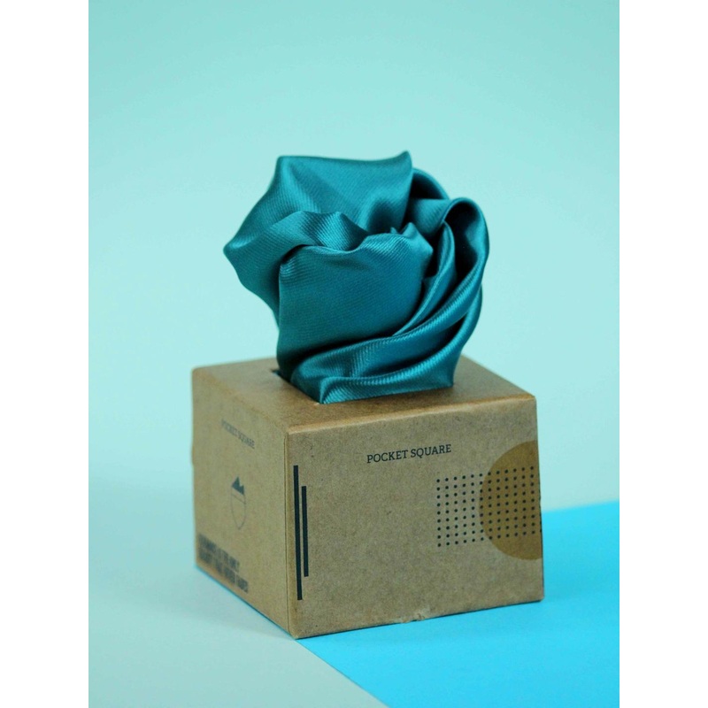 Tossido Men Teal Solid Pocket Square