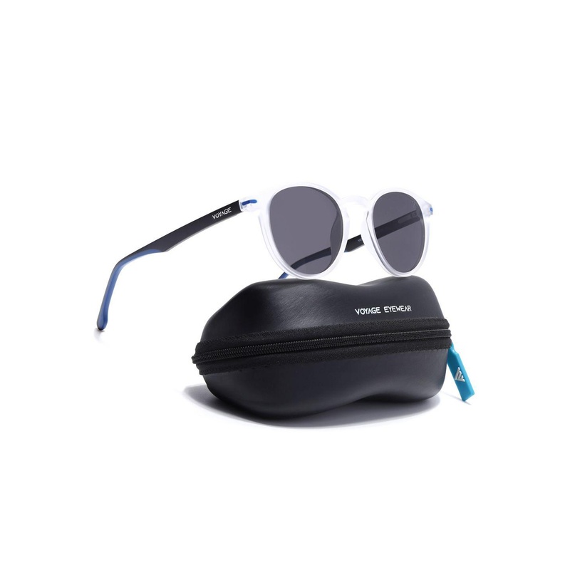 Voyage Unisex Black Lens & Black Round Sunglasses with Frame SV012PMG7412