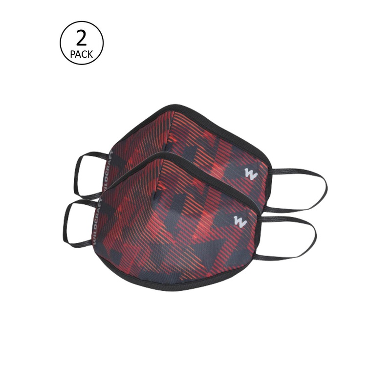 Wildcraft Adults Red 2 Pcs 3-Ply W95+ Protective Outdoor Masks