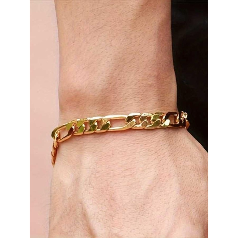 Bling Queen Unisex Stainless Steel Gold-Plated Link Bracelet