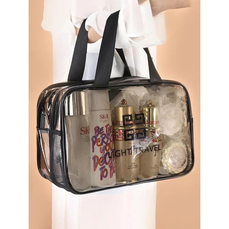 BLUE BEADS Transparent Makeup Cosmetic Toiletry Bag