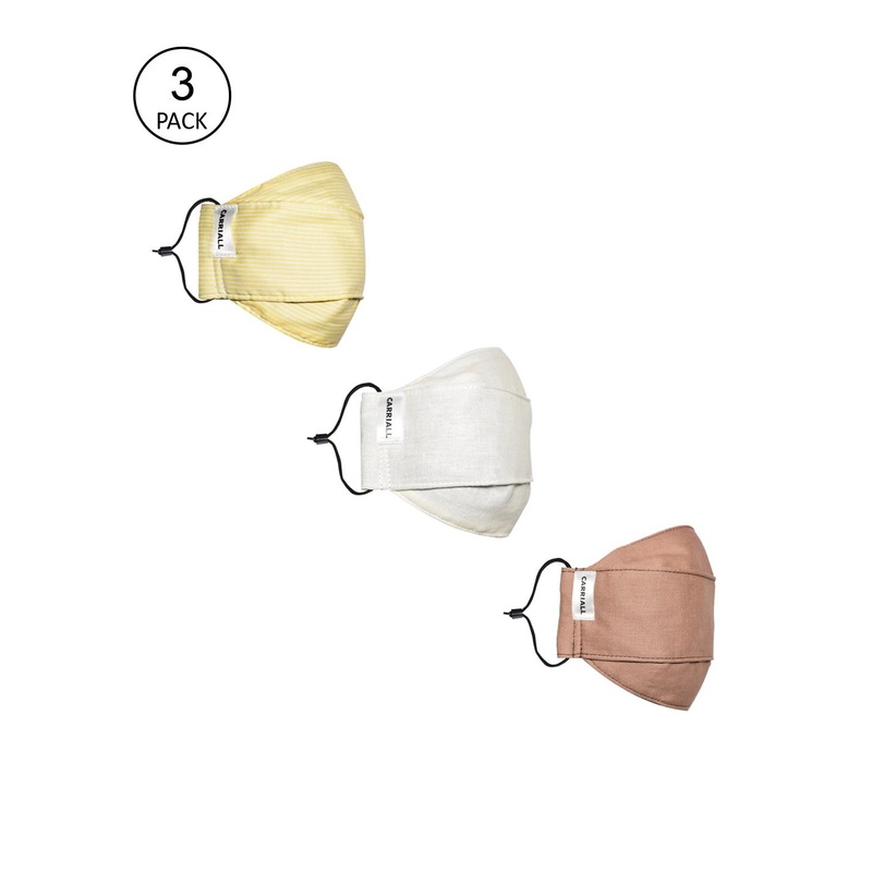 CARRIALL Unisex Pack Of 3 Assorted 3-Ply Reusable Cotton Cloth Face Masks