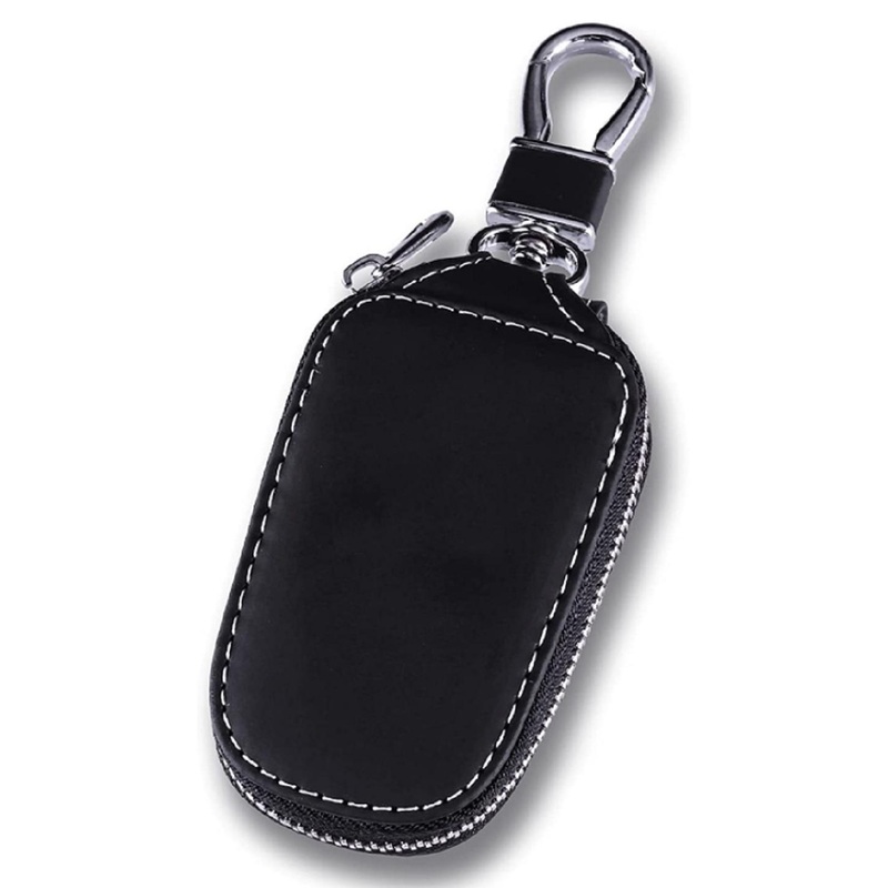 CONTACTS Black Leather Car Remote Key Case Keychain