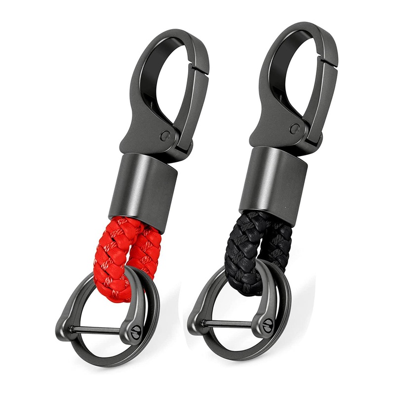 CONTACTS Set Of 2 Braided Keychain Leather Strap Keyring