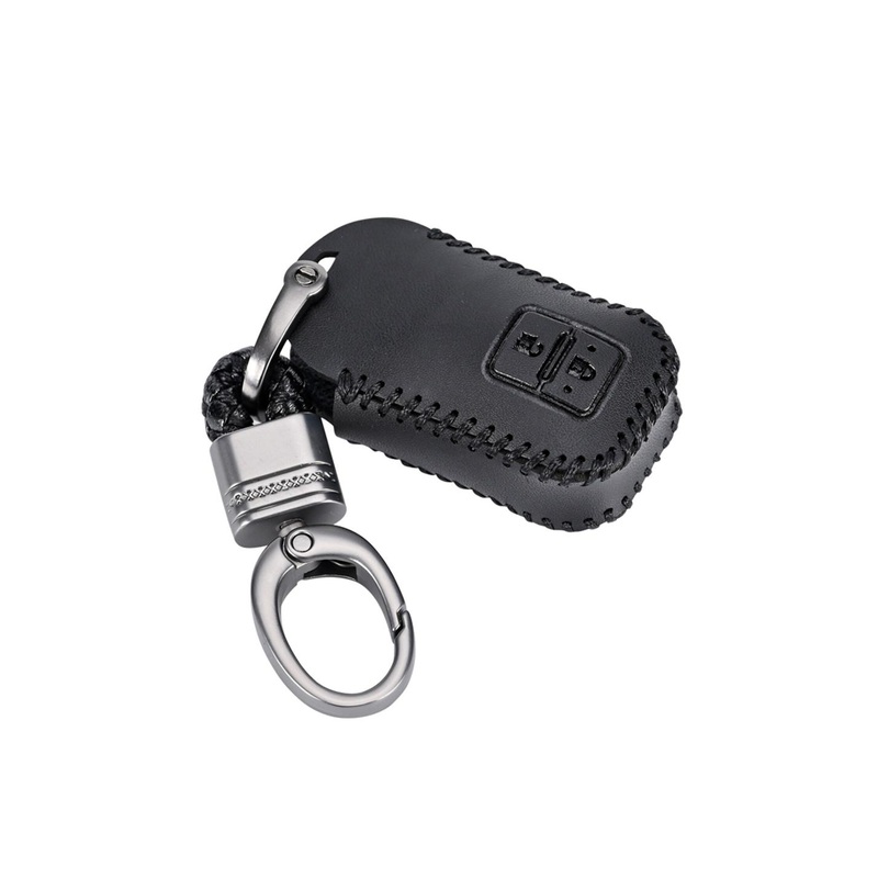 CONTACTS Textured Leather Car Remote Key Case Keychain