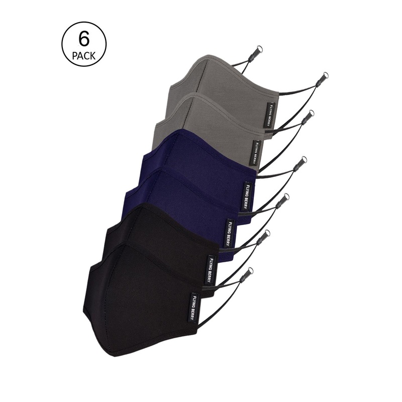 FLYING BERRY Pack Of 6 Solid 3-Ply Anti-Pollution Reusable Face Masks