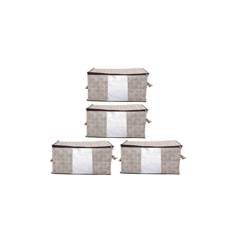 Home Fresh Set of 4 Brown Printed Multi-Utility Organisers