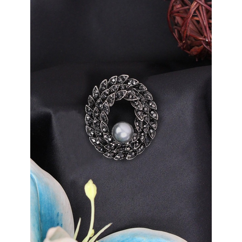 Kavove Elegance Men Stone Studded & Beaded Statement Brooch