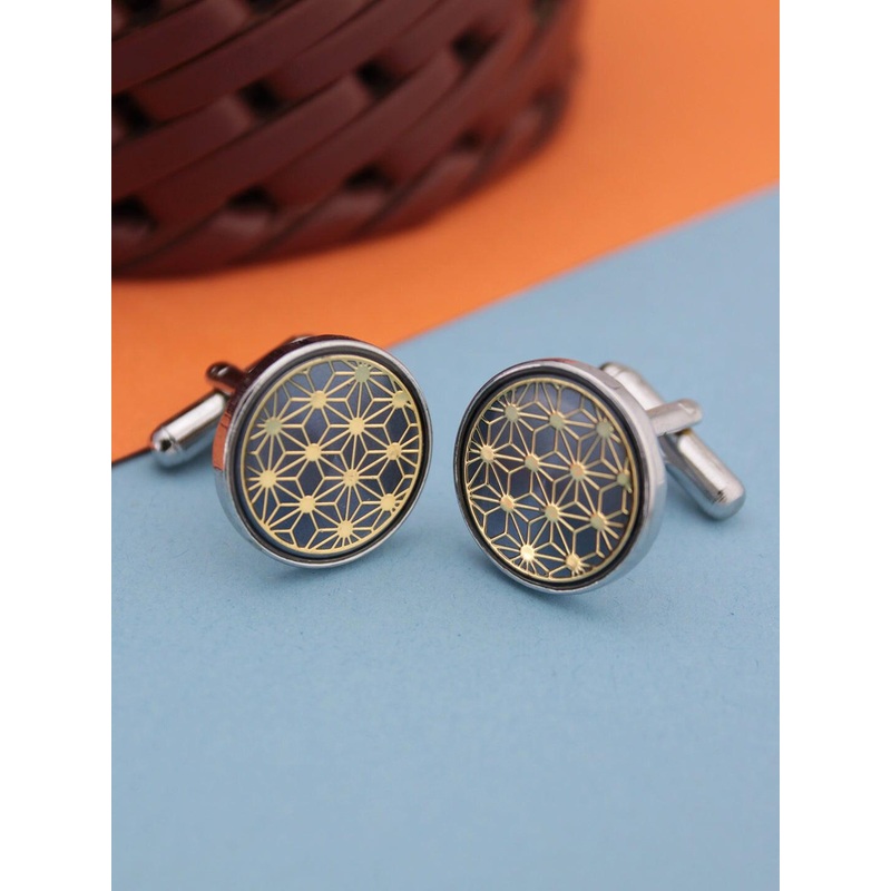 Kavove Gold-Toned & Blue Cufflink