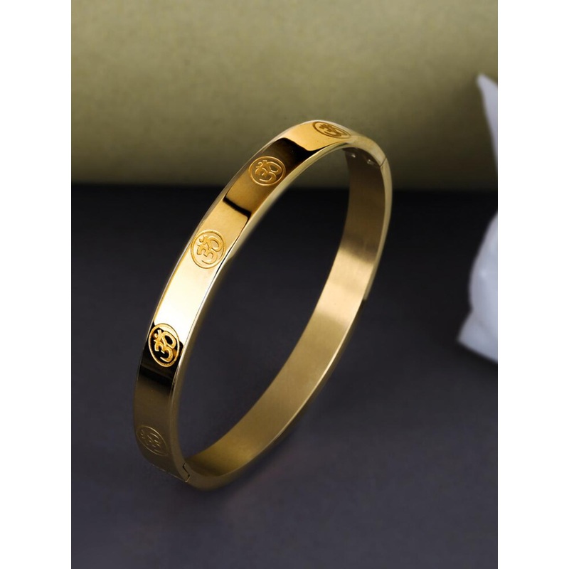 MEENAZ Men Gold-Plated Anti-Tarnish Kada Bracelet