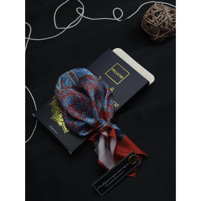 PELUCHE Men Red Paisley With Floral Pattern Pocket Squares