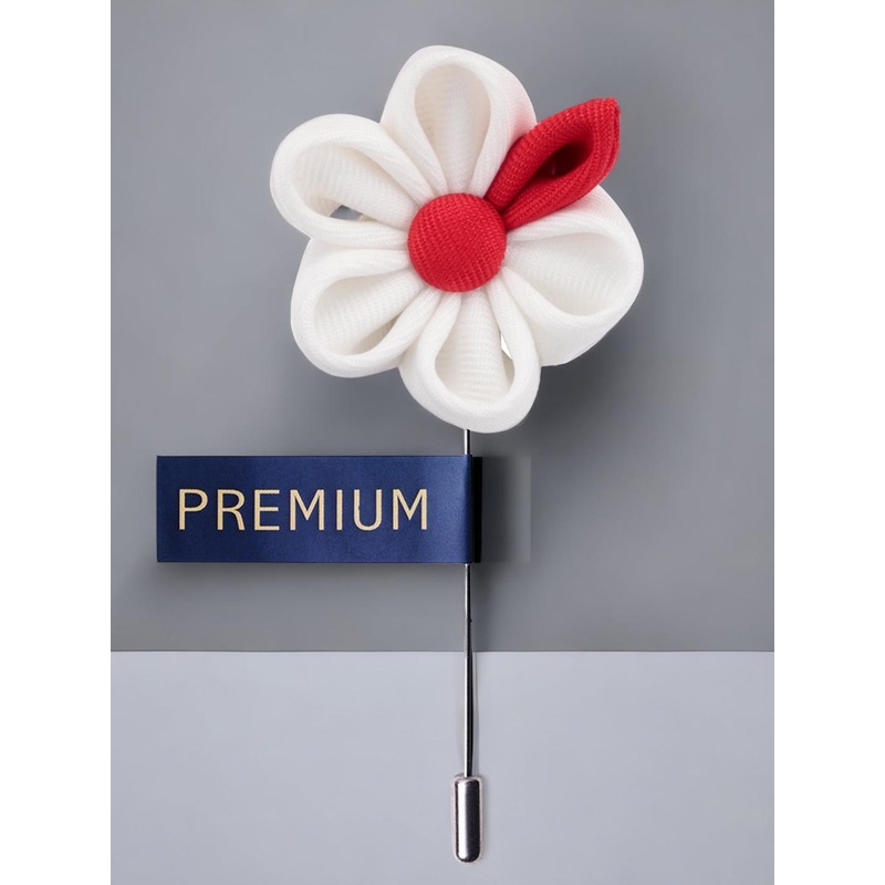 PELUCHE Unisex White & Red Dual Shaded Beauty Lapel Pin