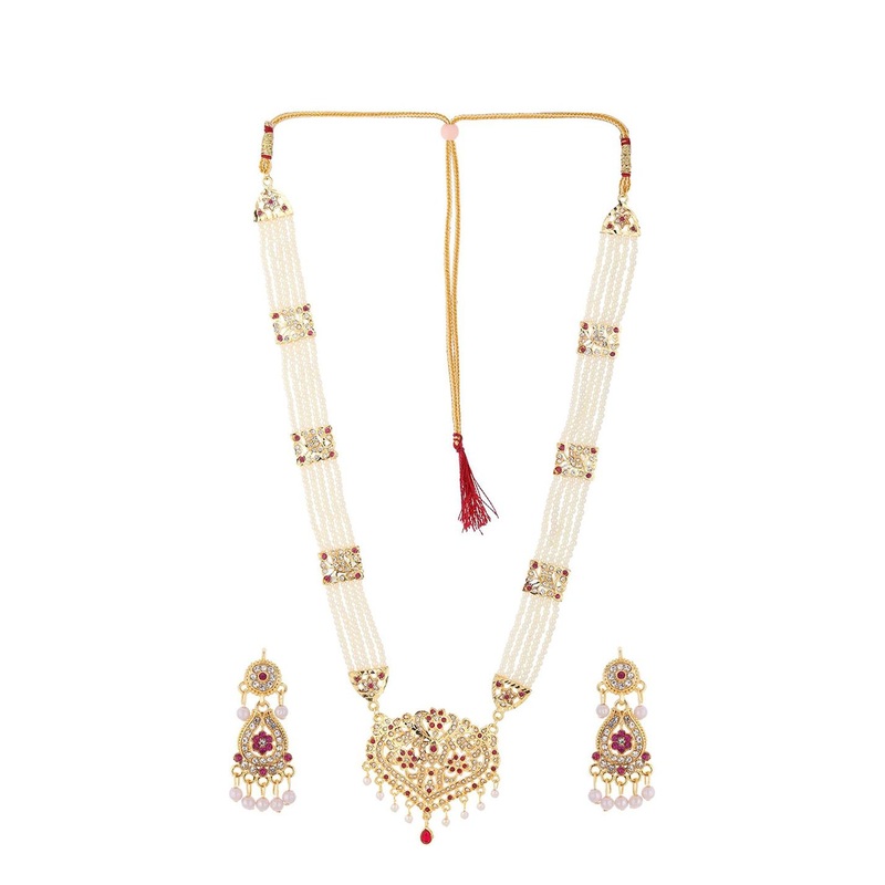 Rhosyn Gold-Plated Stone Studded & Beaded Jewellery Set