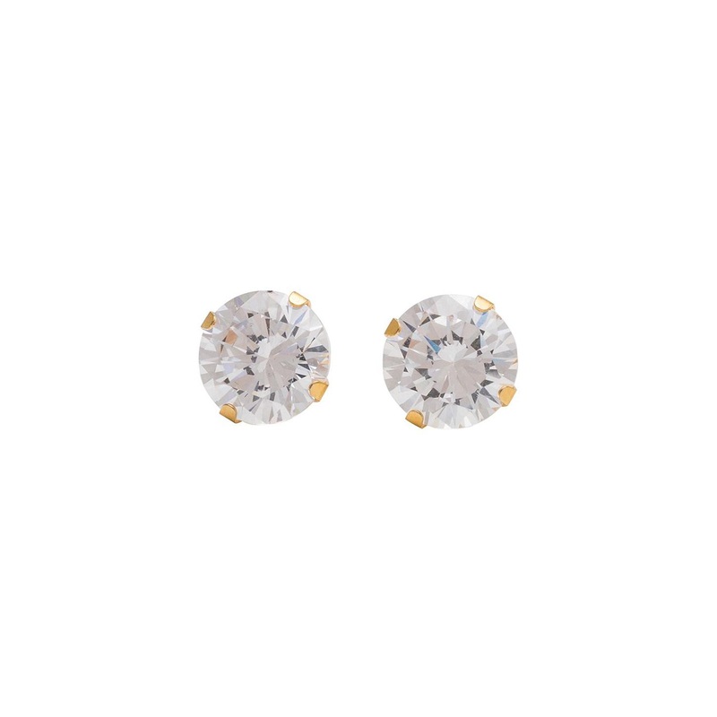 STUDEX 24K Gold Plated Stainless Steel Cubic Zirconia Studded Circular Shaped Studs