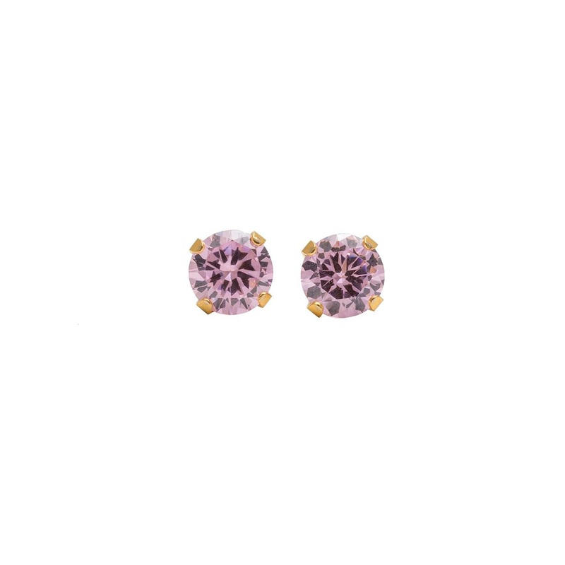 STUDEX Stainless Steel 24K Pure Gold Plated Cubic Zirconia Studded Circular Shaped Studs
