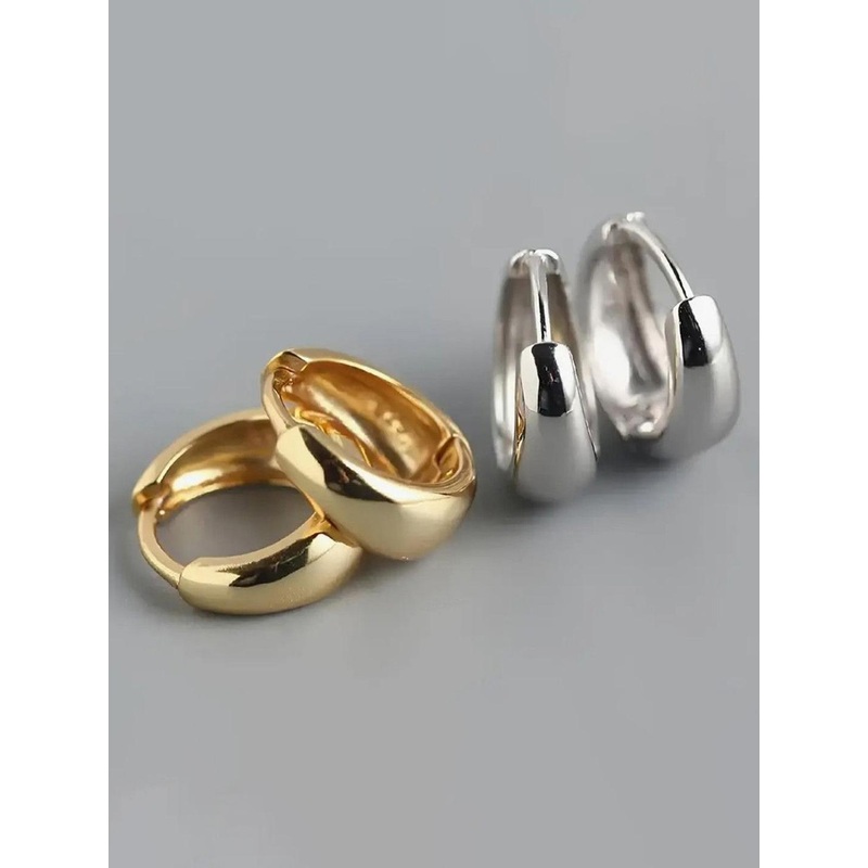 Teeragaj Unisex Set Of 2 Stainless Steel Circular Shaped Hoop Earrings