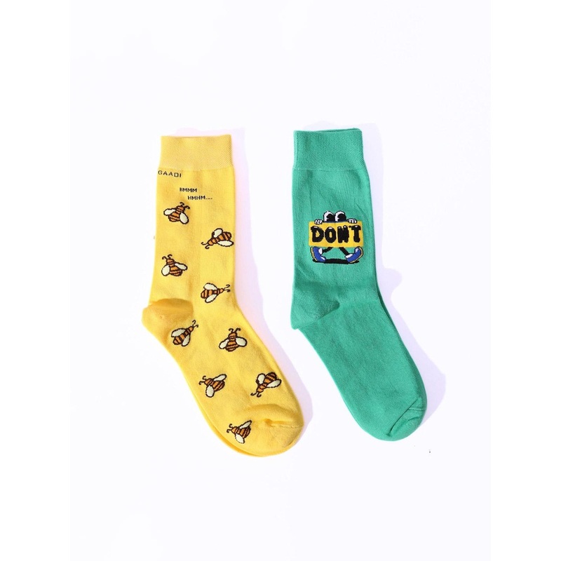 Thela Gaadi Pack Of 2 Patterned Calf-Length Socks