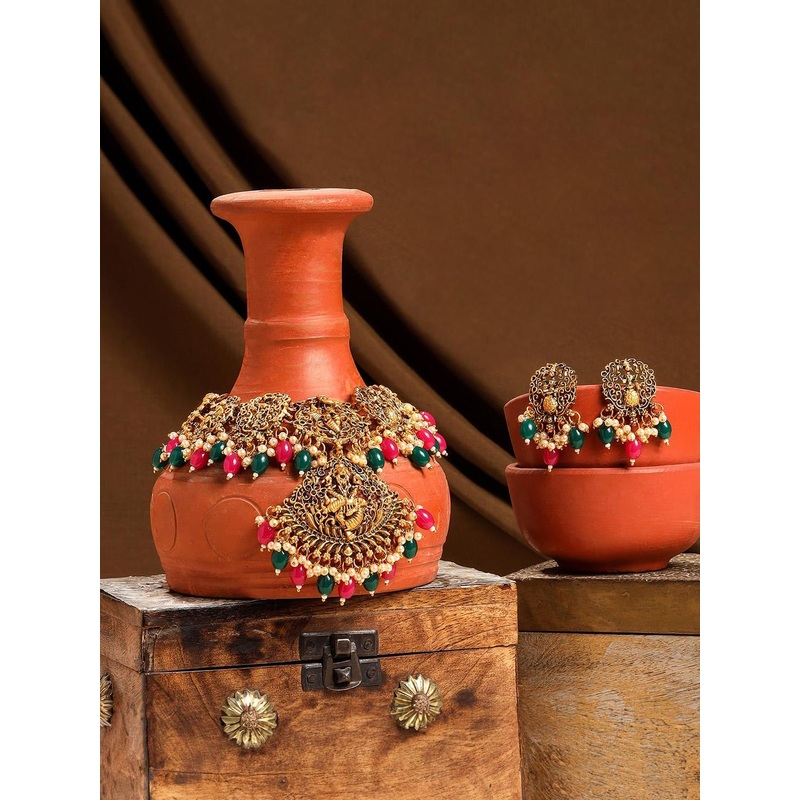 Yellow Chimes Women Gold Plated Beaded Jewellery Set