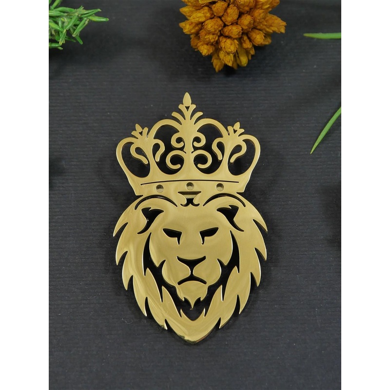 ADORN Unisex Stainless Steel Gold Plated Lion Shaped Minimal Brooch
