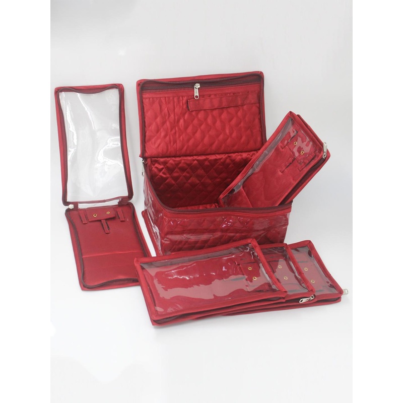 atorakushon Maroon Jewellery Organiser With 5 Pocket Pouches