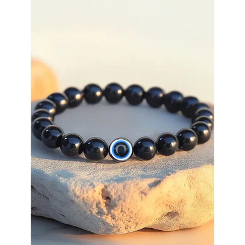 craftNyou Unisex Evil Eye Bracelet with Black Obsidian