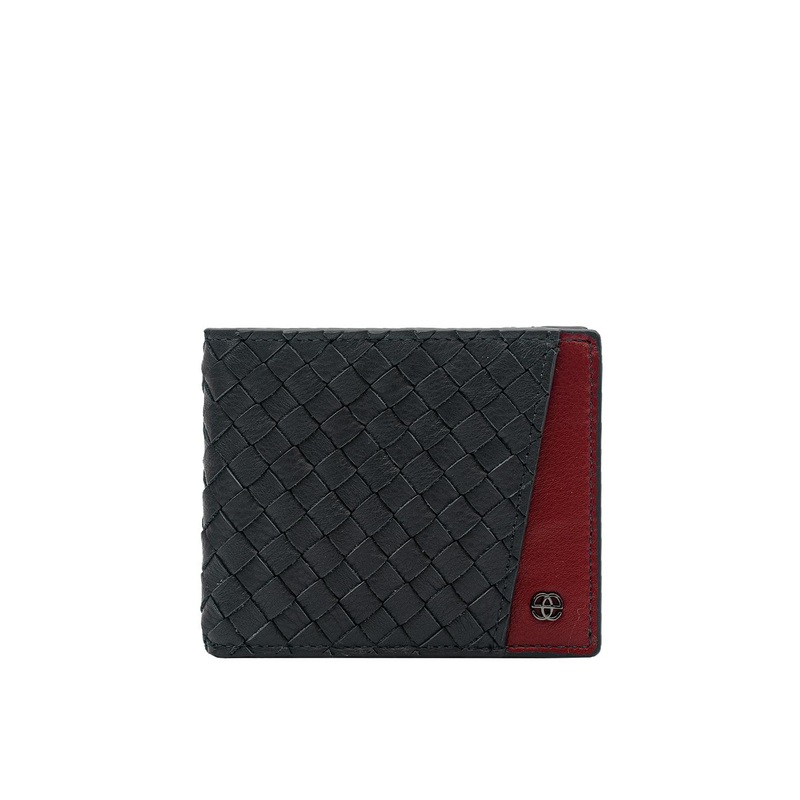 Eske Men Blue Leather Textured Two Fold Wallet