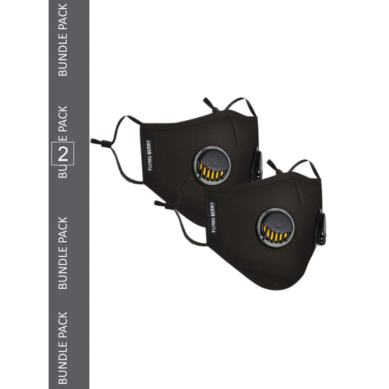 FLYING BERRY Pack Of 2 Solid Pure Cotton Reusable Anti Pollution N99 Masks